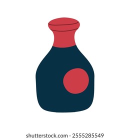 Soy sauce in bottle on white background.