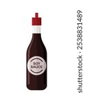 Soy sauce in bottle packaging. Simple flat illustration.
