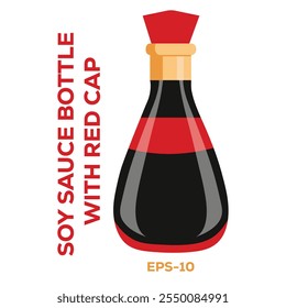 Soy sauce bottle with red cap Isolated on white