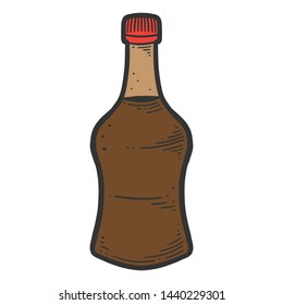 Soy sauce bottle. Vector concept in doodle and sketch style. Hand drawn illustration for printing on T-shirts, postcards.