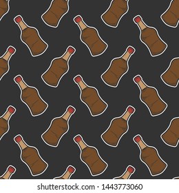 Soy sauce bottle. Vector concept in doodle and sketch style. Hand drawn illustration for printing on T-shirts, postcards. Seamless pattern for textile, paper wrap.