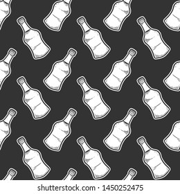 Soy sauce bottle. Vector concept in doodle and sketch style. Hand drawn illustration for printing on T-shirts, postcards. Seamless pattern for textile, paper wrap.