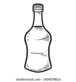 Soy sauce bottle. Vector concept in doodle and sketch style. Hand drawn illustration for printing on T-shirts, postcards.