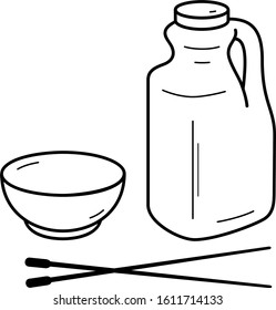 Botella de salsa de soja. Icono de contorno del vector.