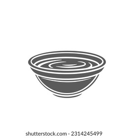 Soy sauce in bowl, side view glyph icon vector illustration. Stamp of round ramekin with salty liquid soya or teriyaki sauce for dipping Japanese sushi, dip cup for seasoning food of Asian cuisine