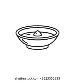 Soy Sauce Dish with Wasabi Dot Icon for Japanese Cuisine