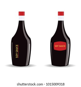 soy sauce in a glass bottle vector illustration