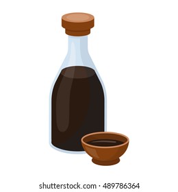 Soy sauce icon in cartoon style isolated on white background. Sushi symbol stock vector illustration.