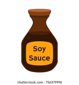 Soy sauce, japanese cuisine, condiment. Made in cartoon flat style. Vector illustration