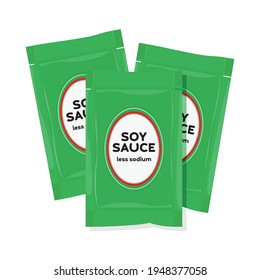 Soy Sauce Packet, Soy Sauce Seasoning, Asian Food Season, Green Soy Sauce, Low Sodium Soy Sauce, Vector Illustration Background	