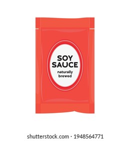 Soy Sauce Packet, Soy Sauce Seasoning, Asian Food Season, Red Soy Sauce, Naturally Brewed Soy Sauce, Vector Illustration Background	