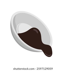Soy Sauce Pouring from Plate Illustration. Flat Style Food Icon on Isolated White Background