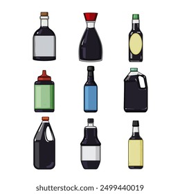 soy sauce set cartoon. food ramen, ketchup dumpling, mustard teriyaki soy sauce sign. isolated symbol vector illustration