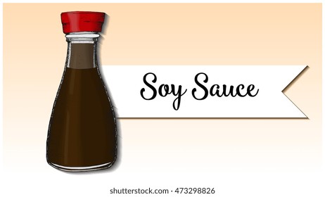 Soy sauce. Vector sketch style illustration