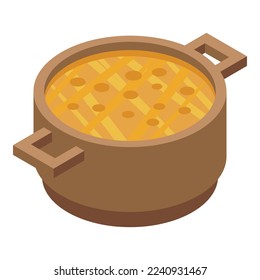 Soy soup saucepan icon isometric vector. Cuisine food. Rice dish