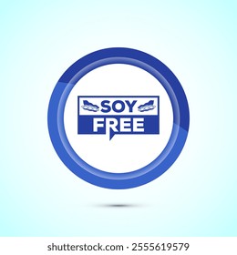 Soy or soya free icon design. Soy allergen free product food sign, Blue Color Button Design