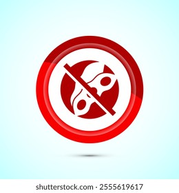 Soy or soya free icon design illustration. Soy allergen free product food sign, Red Color Button Design