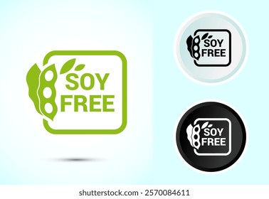 Soy or soya free icon design illustration. Soy allergen free product food sign