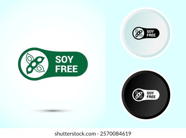 Soy or soya free icon design illustration. Soy allergen free product food sign