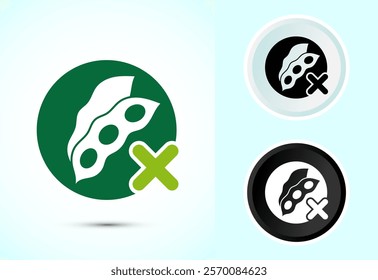 Soy or soya free icon design illustration. Soy allergen free product food sign