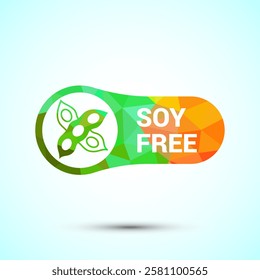 Soy or soya free icon design illustration. Soy allergen free product food sign, Low poly style