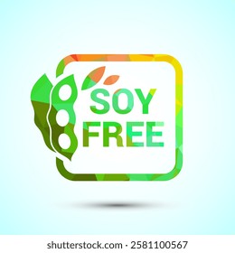 Soy or soya free icon design illustration. Soy allergen free product food sign, Low poly style