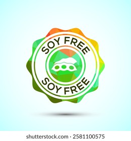 Soy or soya free icon design illustration. Soy allergen free product food sign, Low poly style