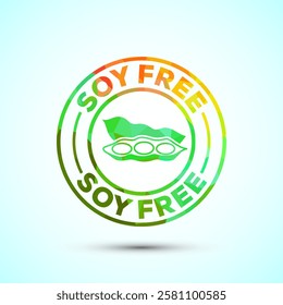 Soy or soya free icon design illustration. Soy allergen free product food sign, Low poly style