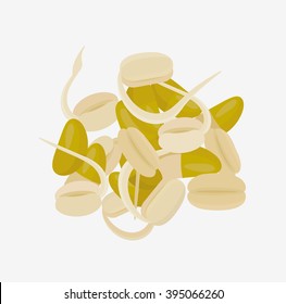 Soy sprouts. Isolated vector illustration. Flat lay.