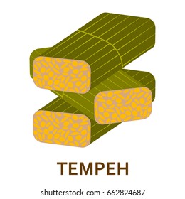 Soy Tempeh Flat Icon. Vector Illustration.