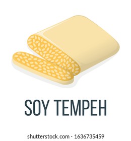 Soy Tempeh. Healthy Food Style, Concept Icon and Label. Natural Probiotics Symbol, Icon and Badge. Cartoon Vector illustration.