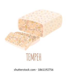 Soy tempeh icon in flat style isolated on white background. Healthy vegetarian food. Vector illustration.