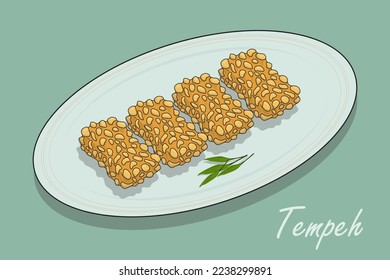 Ilustración del tempeh de soja en el diseño vectorial