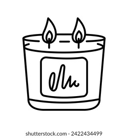 Las velas de cera de soja son de elemento plano. Velas naturales decorativas caseras. Ilustración del vector de tracción manual aislada.  