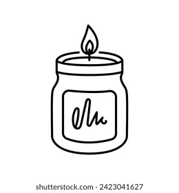 Las velas de cera de soja son de elemento plano. Velas naturales decorativas caseras. Ilustración del vector de tracción manual aislada.  