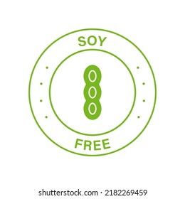 Soya Bean Free Green Icon. Soybean Label. No Allergy Food Product Symbol. Free Soy Bean, Legume Sign. Free Edamame Logo. Healthy Natural Diet Nutrition Stamp. Isolated Vector Illustration.