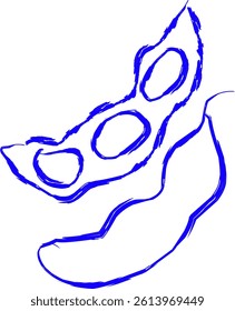 soya bean icon in doodle style. blue line doodle icon
