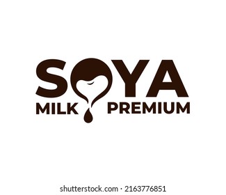 logo de la leche de soja. Logo de la gota de agua. Gran logotipo para productos lácteos