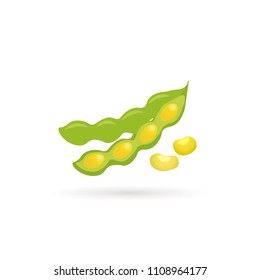 Soya beans isolated on white.Vector design