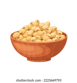 caricatura de soya bowl. soja frijol, soja alimenticia, proteína sana, ingrediente natural, salud cruda, orgánica, nutrición soja bowl ilustración vectorial