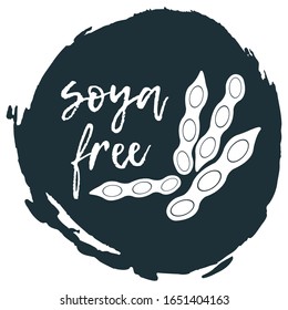 Soya Free. Allergen food, GMO free products icon and logo. Intolerance and allergy food. Concept black and simple vector illustration and isolated art.