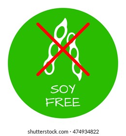Soya Free Label. Food intolerance symbols. Vector illustration.