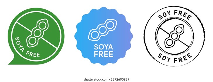 Colección del emblema conjunto de sellos de la etiqueta de soja libre de soja 