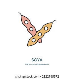 soya icon from food and restaurant collection. Thin outline soya, food, vegetarian detailed offset lineal color icon isolated on white background. Line vector soya sign, symbol for web and mobile