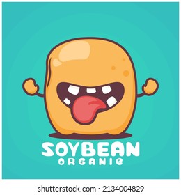 Soybean Cartoon. Nuts Vector Illustration. With A Funny Expression