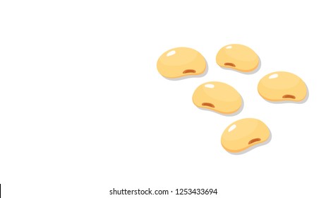 Soybean cartoon vector. Soybean on white background. free space for text.