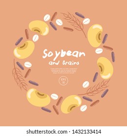 Soybean with cereal grains isolated on pastel background : Vector Illustration