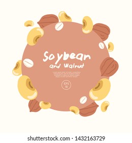 Soybean with cereal grains isolated on pastel background : Vector Illustration