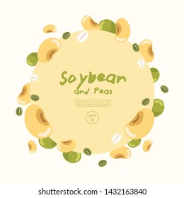 Soybean with cereal grains isolated on pastel background : Vector Illustration