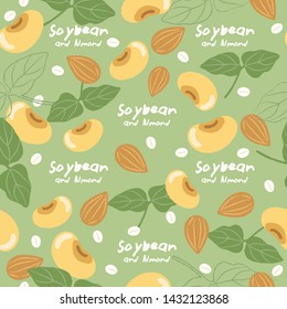 Soybean with cereal grains seamless pattern : Vector Illustration